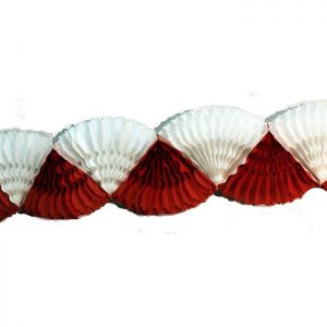 Guirnalda de doble abanico de papel en rojo y blanco