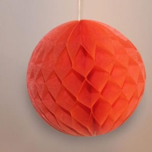 Bola de papel de 15 cm en panal de abeja naranja