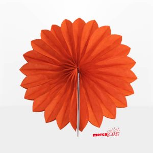 Abanico alveolado de papel color Naranja de 15cm