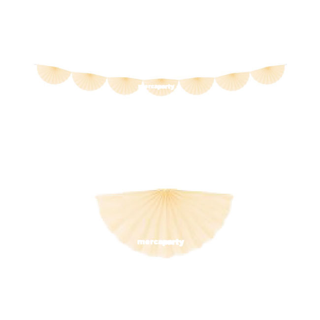 Guirnalda de 8 abanicos de papel color melocoton 1 - Guirnalda de 8 abanicos de papel color melocoton