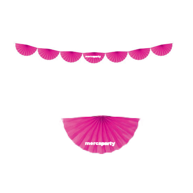 Guirnalda fucsia de 8 abanicos de papel