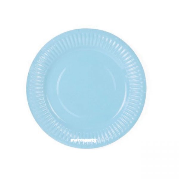 Platos de carton color AZUL PASTEL (8 platos)