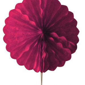 Abanico 25 cm de papel  alveolado color burdeos