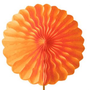 Abanico 25 cm de papel  alveolado en naranja