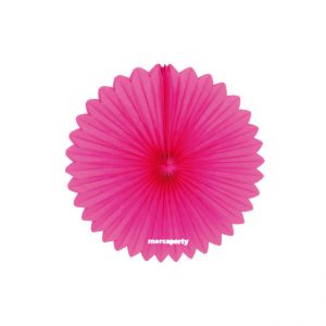 Abanico 25 cm de papel  alveolado en fucsia