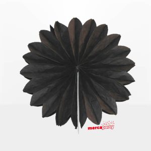 Abanico 25 cm de papel  alveolado en negro