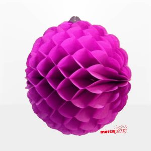 Bola de papel de 25 cm en panal de abeja color fucsia