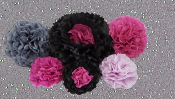 Flor de papel seda de 45 cm negra - Imagen 2