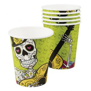 Vasos de cartón Calavera Day of the dead (6 vasos)