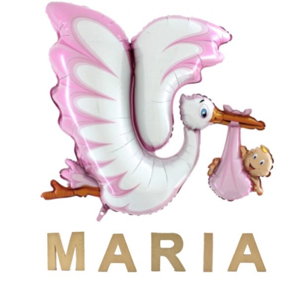 Babyshower niña globo gigante microfoil cigüeña niña color rosa de 53'' - Imagen 2
