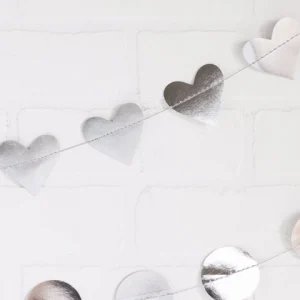 Guirnalda corazones plata de 270 cm