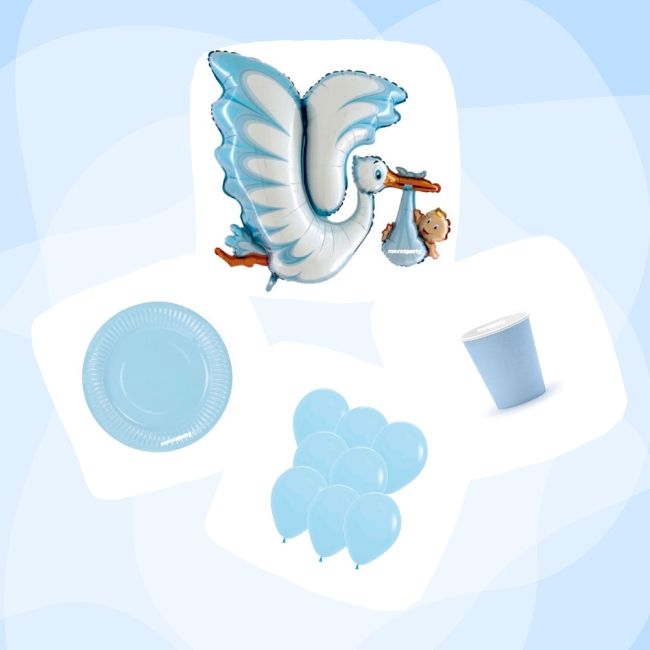 Set de menaje azul Baby Shower (16 servicios) 1 - Set de menaje azul Baby Shower (16 servicios)