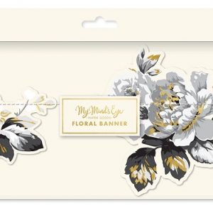 Guirnalda banners de flores grises de 1,9m