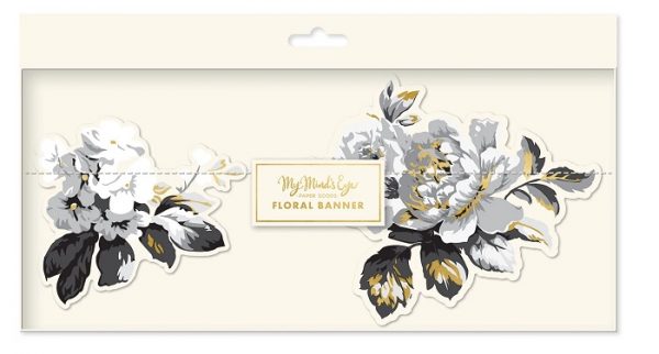 Guirnalda banners de flores grises de 1,9m