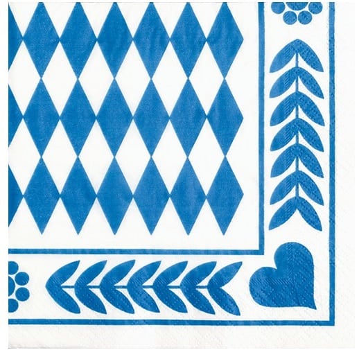 Servilleta Papel Decorada Baviera Azul 33 x 33 cm
