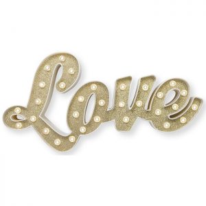 Palabra LOVE de plástico con luces de 50cm de largo