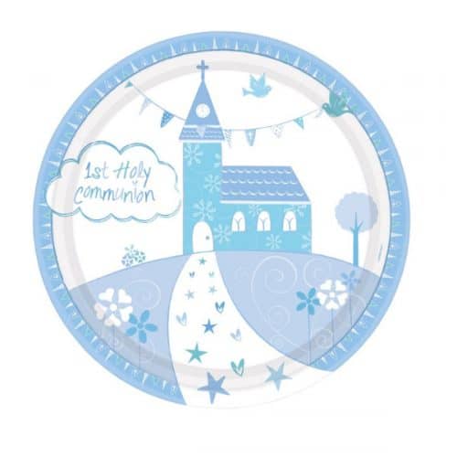 Platos de cartón Mi primera comunión azul (6 platos) 1 - Platos de cartón Mi primera comunión azul (6 platos)