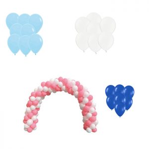 Arco con 150 globos color azul y blanco